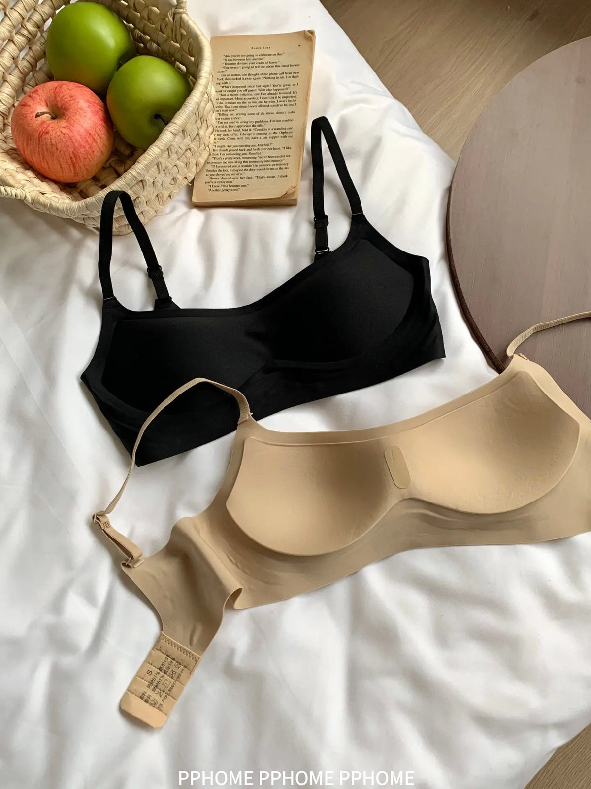 Plunge Neck Floral Demi Cup Bra Small Bust Wirefree Push Up Seamless Invisible Thin Cute Teen Girls Daily Wear Underwear