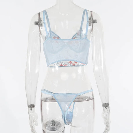 Women's Lace Floral Embroidery Bra And Panties Set See through Sexy Lingerie Underwear 2 Piece Female Bra Brief Set 9527E