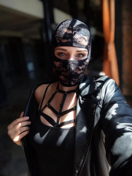 Women Lace Cosplay Multi‑Style Black Mesh Fishnet Full Face Mask Stretch Face Cover Halloween Masquerade Carnival Accessory