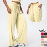 Women Quick Drying Wide Leg Yoga Pants Loose Yoga Pants High Waist With Pockets Fitness Sport Gym Workout Drawstring Full Length
