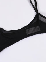 Ladies' sexy 1/4 Cup Mesh Bra, Sheer Wireless Breathable Balconette Bralette Top