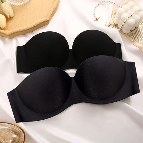 FINETOO 2Pcs Women Invisible Bras Front Closure Bra Sexy Push Up Bra Female Brassiere Strapless Seamless Backless Bralette
