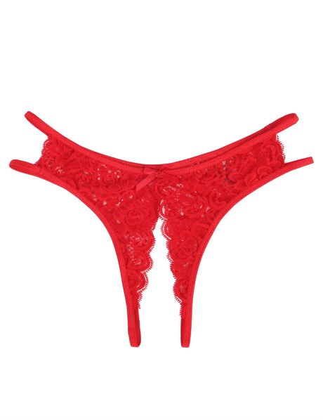 Lace Bow Thong Panties for Women Sheer Mesh G String Sexy Underwear Open Crotch Low Rise Plus Size Lingerie Hot Sale