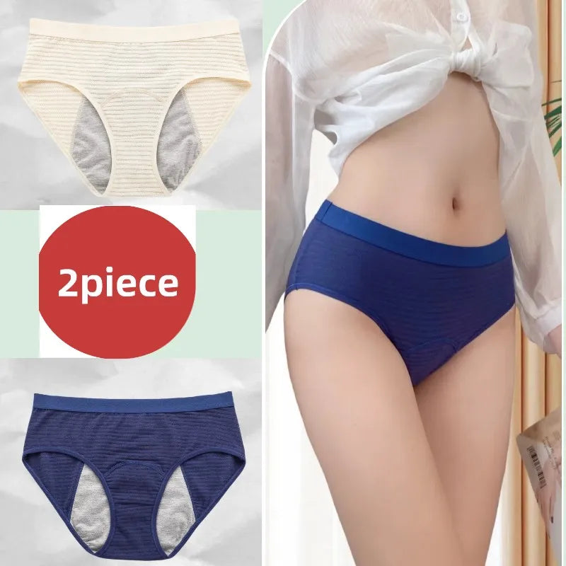 2PCS/set Leak Proof Menstrual Panties Cotton Shorts for Women Waterproof Briefs Intimates Physiological Female UnderwearXS-2XL