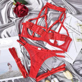 Tornova Erotic Lingerie with Steel Ring Women Hot Delicate Straps Gather Together Private Seductive Nightclub Corset Garter Set
