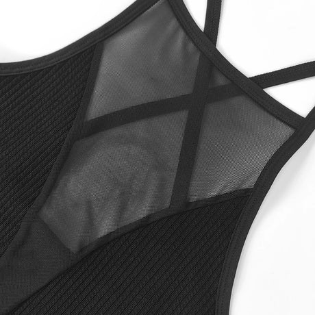 1pcs Sexy Mesh Camisole Crop Top Corset Ribbed Backless Underwear Hot Fashion Women Casual BrassiereTank Top Bralette Lingerie