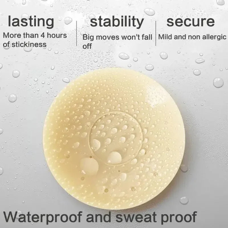 Upgrade Reusable Breast Round Nipple Cover Invisible Bikini Adhesive Strapless Backless Stick on Bra Silicone Breast Patch