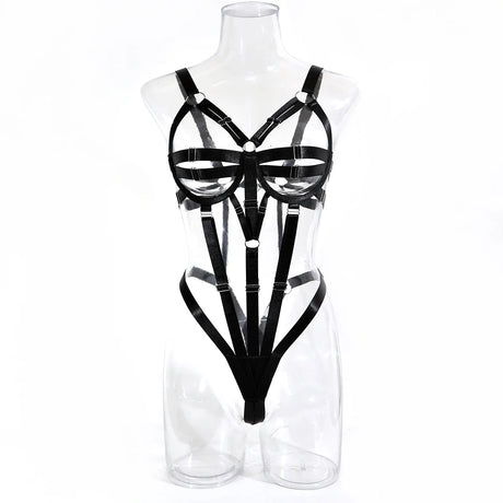 Sexy Hollow Out Bandage Body Harness Belt One Piece Bodysuit Women Erotic Sex Hot Bdsm Lingerie Open Crotch and Breasts