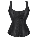 Gothic Corset Top With Straps Sexy Floral Zipper Brocade Overbust Lingerie Burlesque Body Shaper Lace Up Bustier Plus Size