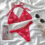 Custom Thongs Lingerie Sexy Bikini with Letters Name G-String Waist Chain Women Body Chain Lace Thong Personalized Unique Gift