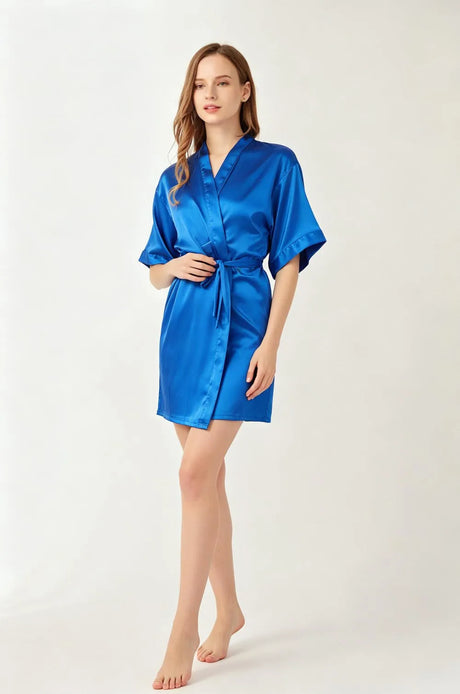 Women Satin Kimono Robe Silky Bride Bridesmaid Bathrobe Short Nightgown for Wedding Party Spa Sleepover Home Sleepwear Robes