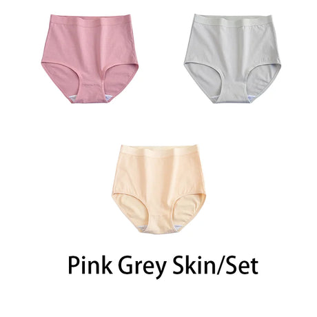 3PCS/Set M-3XL Women Plus Size Panties Cotton Underwear Lingerie 6 Solid Colors Sexy Female High Waist Seamless Briefs NKT2119