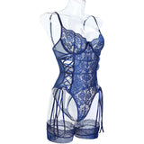 Women's Fishnet Bodystocking One-Piece Lace Teddy Underwear Erotic Open-Crotch Lingerie for Couple Role Play