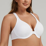MELENECA Women's Racerback Full Coverage Front Closure Bras Plunge Unlined Seamless Underwire Bra