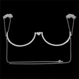 Stonefans Heart Rhinestone Chest Bracket Body Jewelry Bra Chain For Women Chain Top Bikini Halter Bra New Banquet Breast Support
