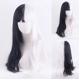 Cosplay Halloween Party Wigs CRUELLA Deville De Vil Black White With Bangs Short Bob Hair for Women Heat-Resistant Synthetic Wig