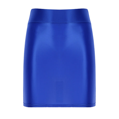 Womens Glossy Two-piece Outfit Oil Shiny Smooth High Waist Mini Skirt with Tank Top Nightclub Rave Outfit Pole Dancing Clubwear