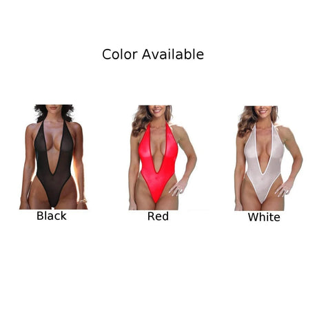 Sexy Women Ultra Thin Mesh Perspective Bodysuit Deep V Neck See-through Erotic Lingerie Sleepwear Backless Jumpsuit Swimsuit