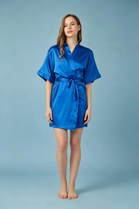 Women Satin Kimono Robe Silky Bride Bridesmaid Bathrobe Short Nightgown for Wedding Party Spa Sleepover Home Sleepwear Robes