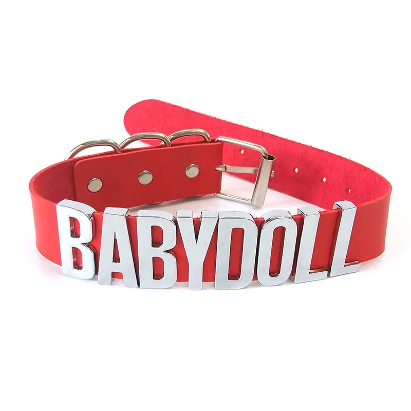 30MM Soft Faux Leather Collars Goth Sexy Customized Letters MEOW Choker Necklace Punk Personalized Role Age Cosplay Jewelry