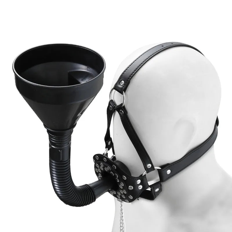 SM Harness Urinal Funnel Oral Enema Drool Mouth Plug Open Gag BDSM Penalty Mask Flirting Adults Erotic Games Gear