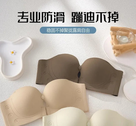 Front Fasten Balconette Bra Strapless - Lift Support Bralette Petite, Non Slip Invisible Comfort Everyday Wear Enhance Small Cup