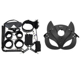 Full Face Mask PU Leather Cat with Binding Straps Set for Couple Sexy Head Cover Product Interest