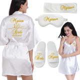 Customized Logo Wedding Date Name Bathrobe Faux Silk Bridal Robe Bride Bridesmaid Wedding Robes Woman Bachelorette Preparewear