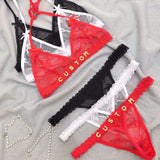 NEW Custom Name Thongs Lingerie Personalized Bra Thong Sets Sexy Lace Underwear Valentines Day Hotwife Gift Plus Size G-string