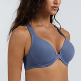 MELENECA Women's Racerback Full Coverage Front Closure Bras Plunge Unlined Seamless Underwire Bra