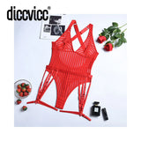 Diccvicc Women Mesh Bodysuit See Through V Neck Sexy Underwear Black Intimate Lingerie Exotic Apparel Backless Fishnet Teddies