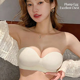 Sexy Seamless Half Cup Push-Up Bra Wire-Free Backless Stick-On Invisible Strapless for Small Breasts Underwear