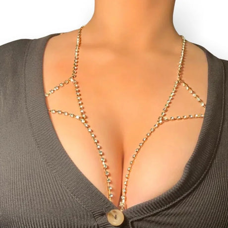 Stonefans Sexy Rhinestone Bra Body Belly Chain Summer Bikini Top Jewelry Beachwear Harness Necklace Inner Mesh Chest Chains Gift