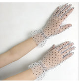 Short Dot Embellished Wedding Veil Performance Gloves for Women Netting Bridal Wedding Gown Polka Dot Gloves Breathable Gloves
