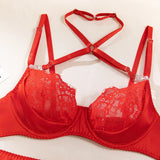 Ellolace Lace Lingeries Sexy Hot Halter Bra Heart g-String Thongs Sissy Erotic Garter Ensemble Exotic Sets Romantic Underwear