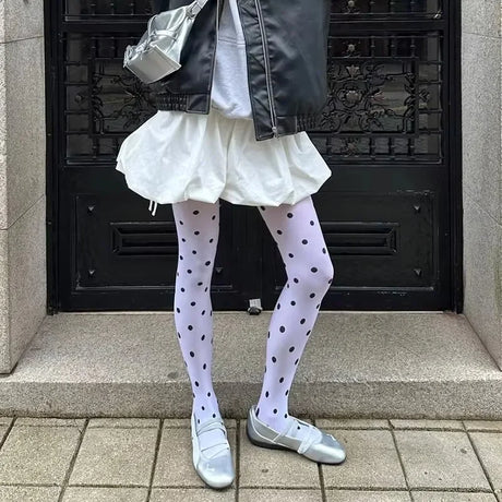 Y2k Girls Polka Dot Tights Women Winter Vintage Pantyhose Leggings Fashion Silky Sexy Crash Slimming Tights Elastic Stockings