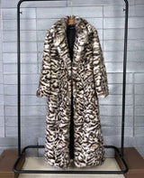 ZADORIN 130cm Long Thicken Lapel Cow Print White Brown Faux Fur Coat Woman Clothing Luxury Fluffy Jacket Winter Fur Coats Woman