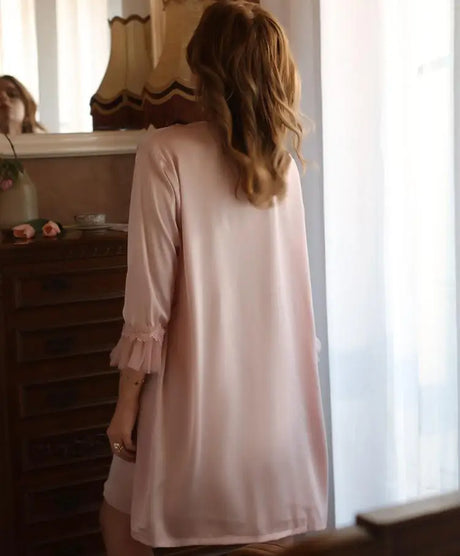 Bride White Bathrobe Suit Women Lace Hollow Out Nightgown Summer New Kimono Robe Set Lingerie Twinset Sleepwear Gown Clothing
