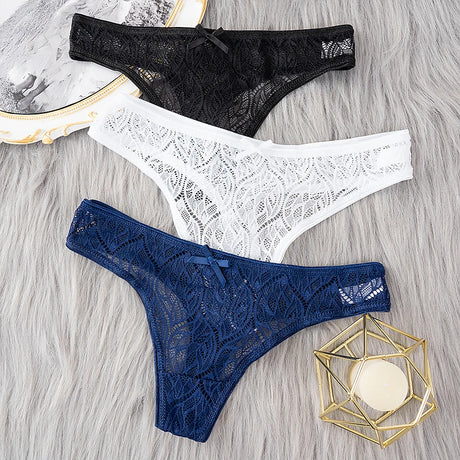 Lace Sexy G-String Thong Transparent Women Panties Low Waist Thongs Hollow Out Female Briefs Soft Intimate Lady Underwear