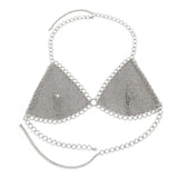 IngeSight.Z Sexy Shiny Rhinestone Mesh Underwear Bra Chest Chain for Women Luxury Crystal Summer Beach Festival Body Jewelry