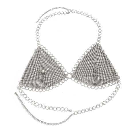 IngeSight.Z Sexy Shiny Rhinestone Mesh Underwear Bra Chest Chain for Women Luxury Crystal Summer Beach Festival Body Jewelry
