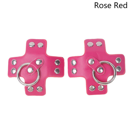 Women 1Pair Sexy Leather Cross Nipple Cover Reusable Breast Stickers Self Adhesive Nipple Pasties Nipple Covers Bra AccessoriesW