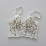 Three-Dimensional Embroidered Bra Sexy Lace Fish Bone Corset Widened Breasted With Steel Ring 2/1 Half Cup Bralette Underwear