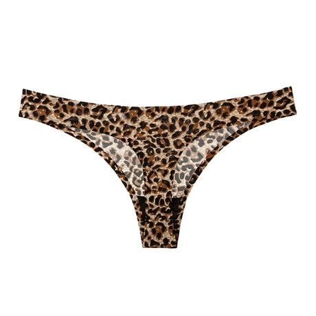 Women Thong Leopard Printed Pattern Low Waist High Stretch Soft Breathable Super Comfortable Ladies Lingerie Plus Size