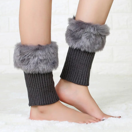 Women's Winter New Average Size Short Flip Flop Fur Warm Socks Boot Covers Knitted Wool Leg Warmers Breathable Anti-friction