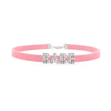 Sexy Rhinestone Letters Hotwife Collar Choker for Women Men DIY Customized Necklaces Pink Suede Leather Cosplay Jewelry Gift