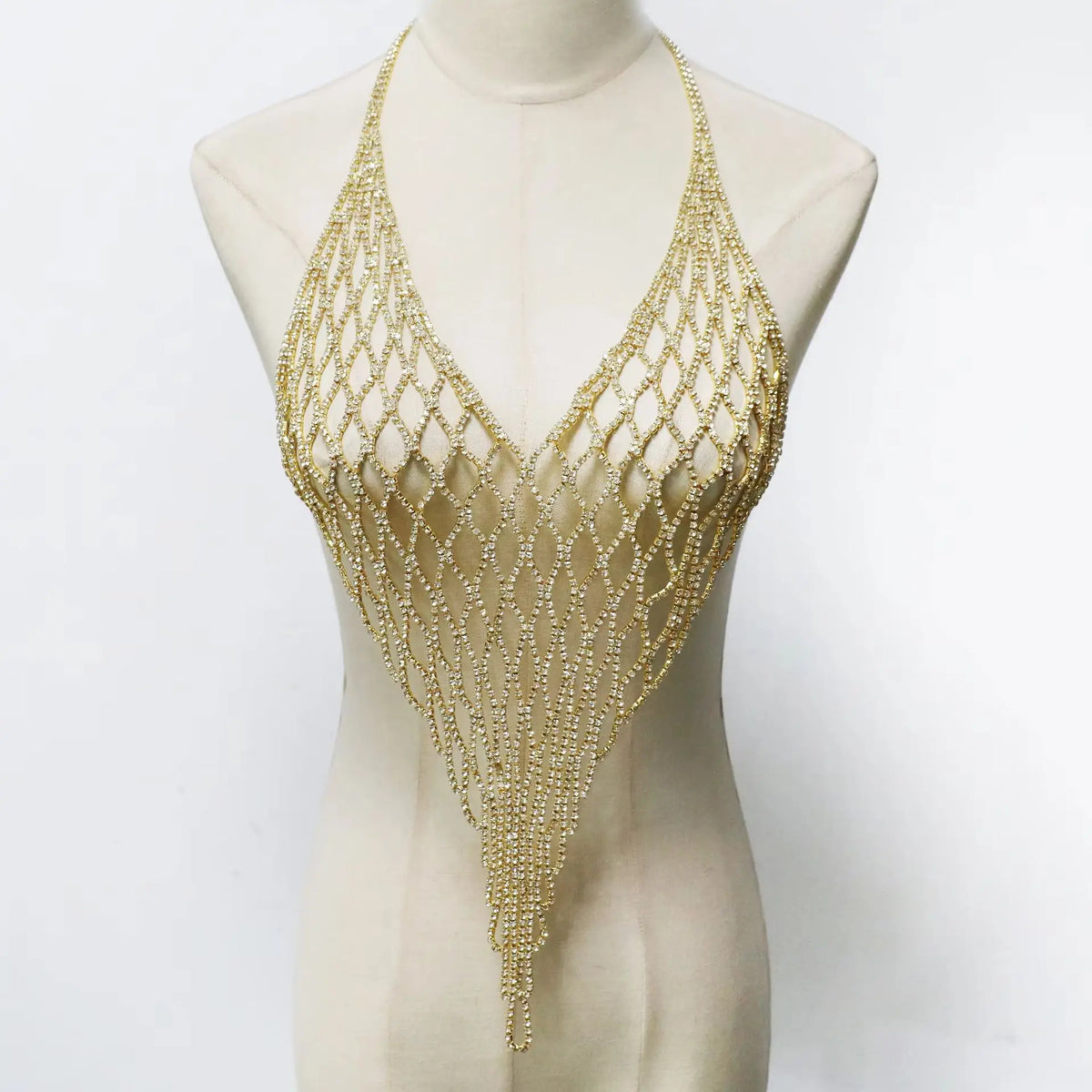 Sexy Sparkly Tassel Chest Chain Mesh Tassel Body Harness Chest Chain Bra Top Rhinestone Lingerie Bikini Sexy Body Jewelry Gift