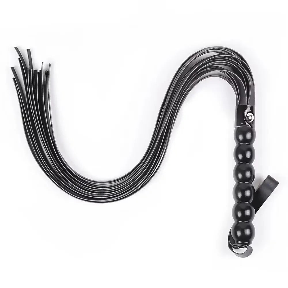 63CM BullWhip PU Leather Customizable 6 Beads Handle Horse Whip for Equestrian Riding Equestrianism Horse Whips