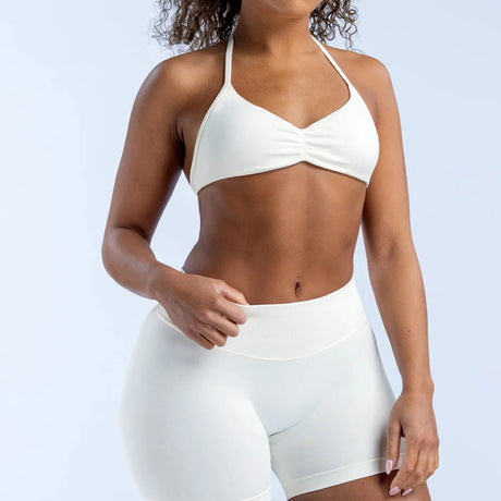 Women's High-Support Lace-Up Sports Bra - Thin-Strap Camisole, Seamless, Tight-Fit for Push-Up Training & Yoga, Gym Top