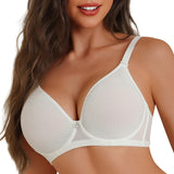 Sheroine Plus Size Women's Bra Full Coverage Ultra-thin Mesh Supportive Plunge T-Shirt Push Up Lift Everyday Lightly Lined Bras